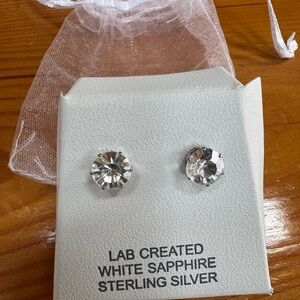 Sterling Silver White Sapphire Stud Earrings